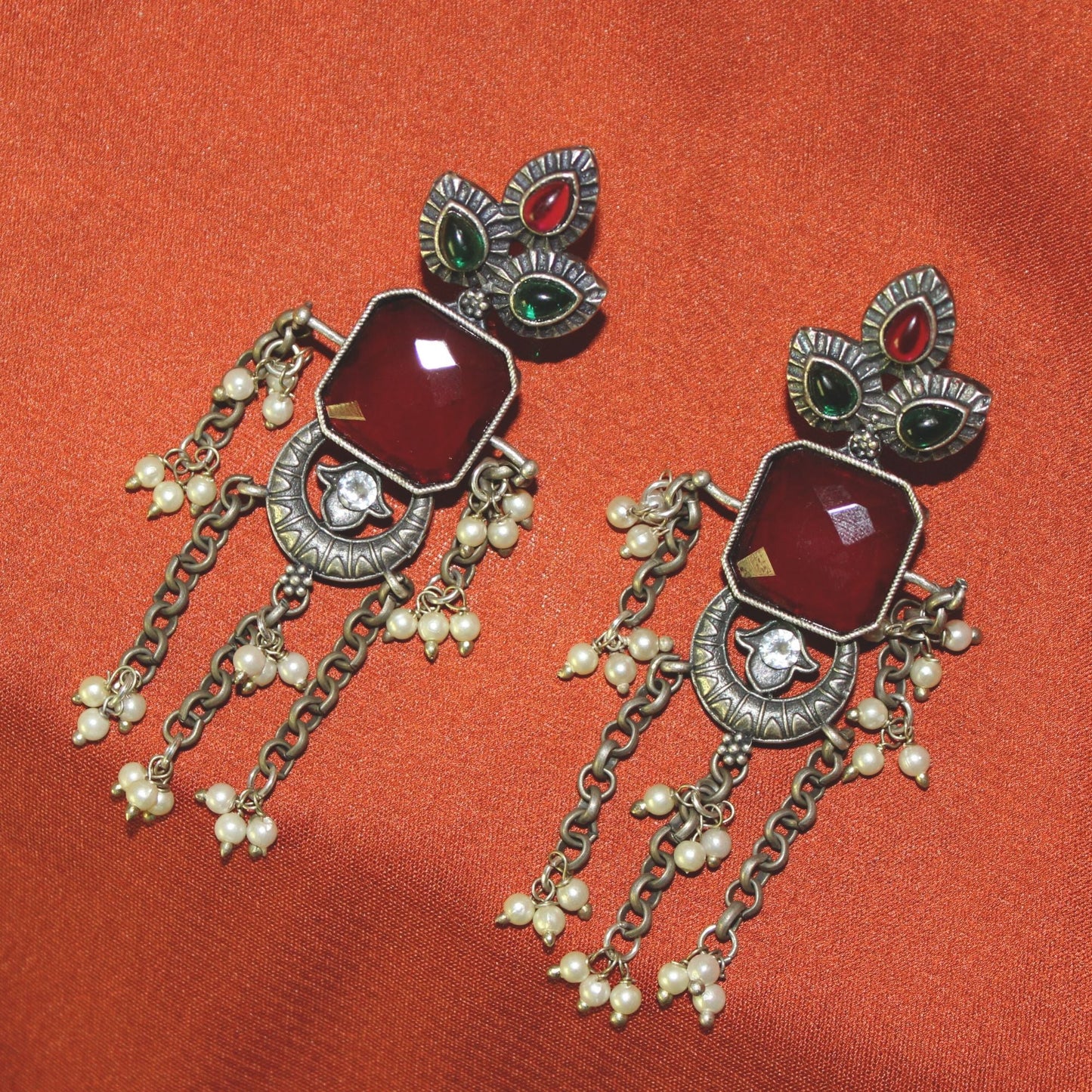 Silva Sutra Crimson Chandelier earrings