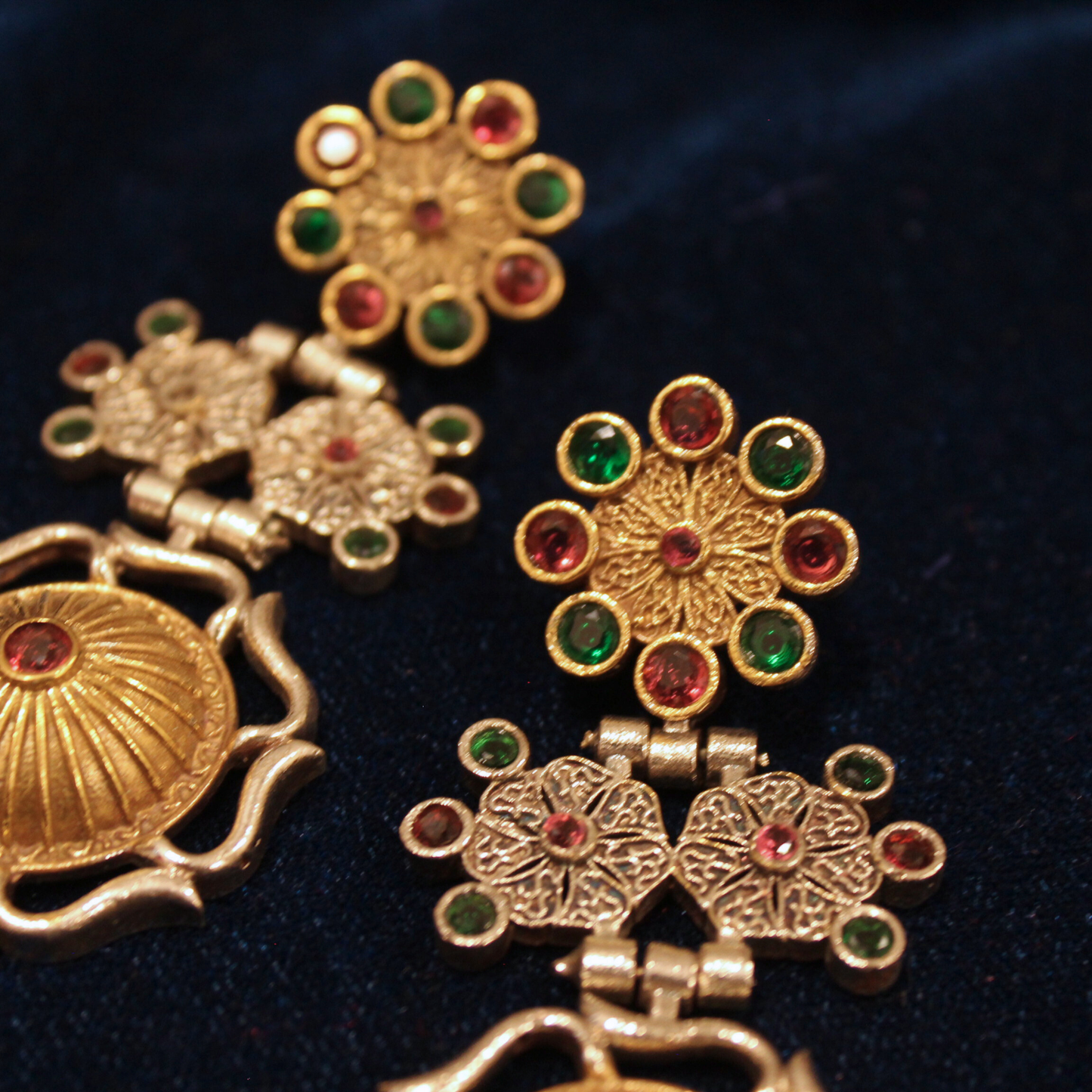 Ruby Emerald Heritage Drop Earrings