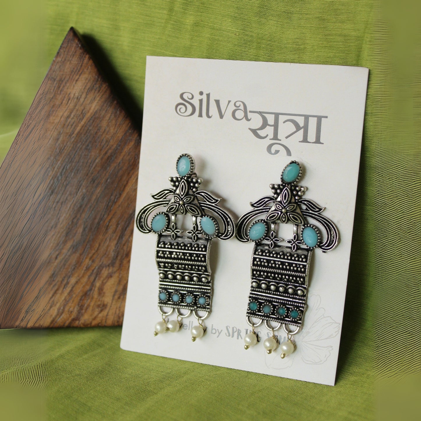 Silva Sutra Teal Stone Tribal Drops