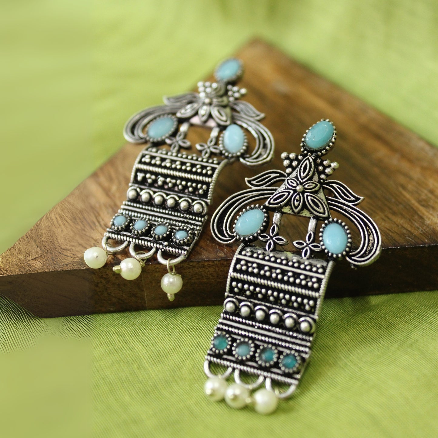 Silva Sutra Teal Stone Tribal Drops