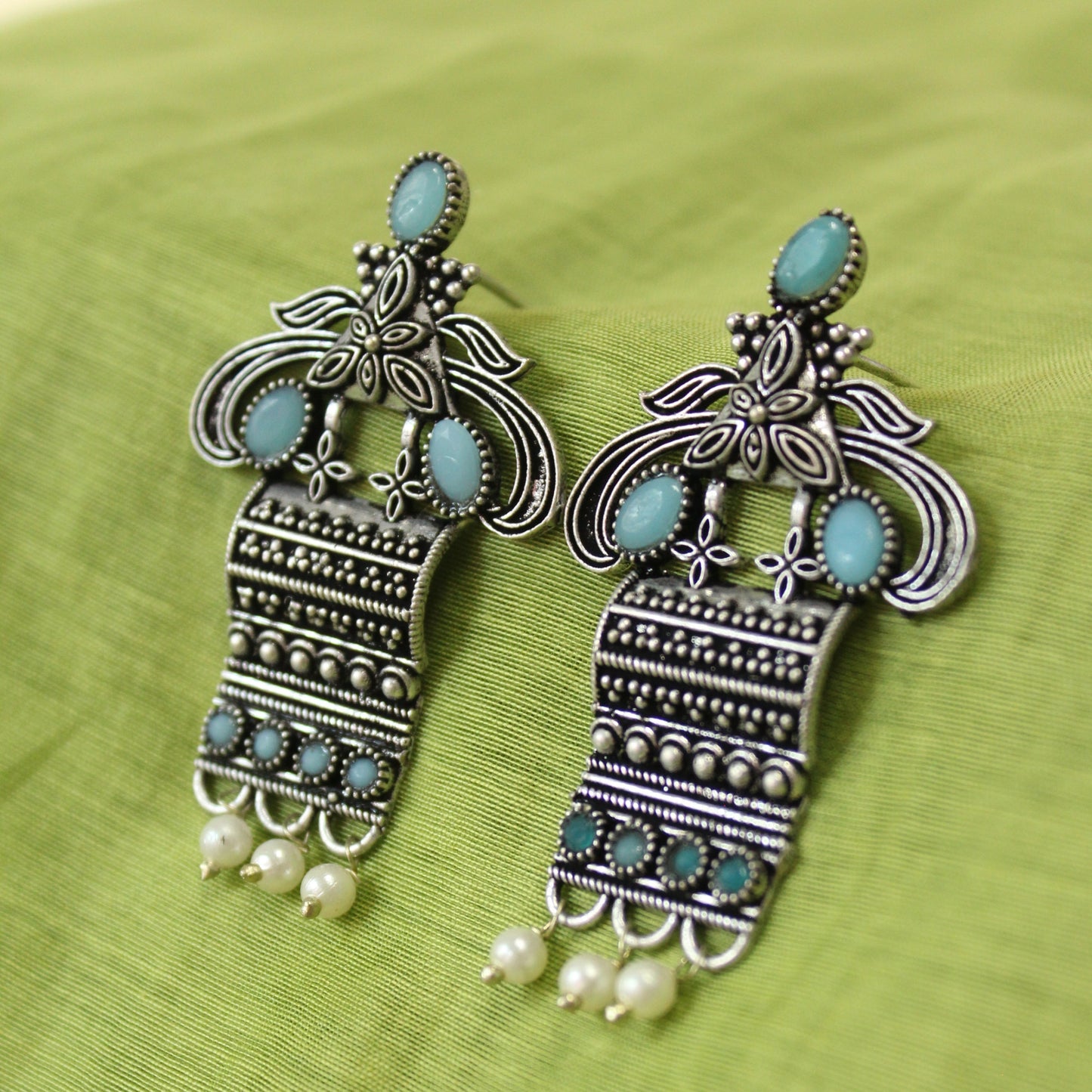 Silva Sutra Teal Stone Tribal Drops