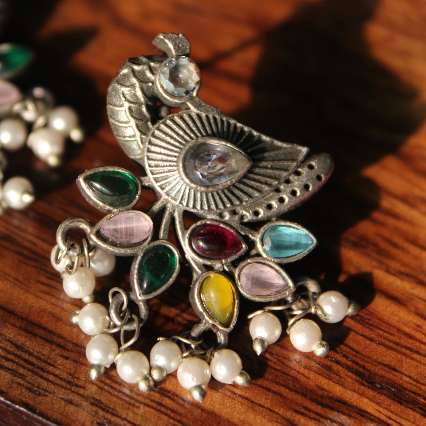 Silva Sutra Peacock Gem & Pearl Studs