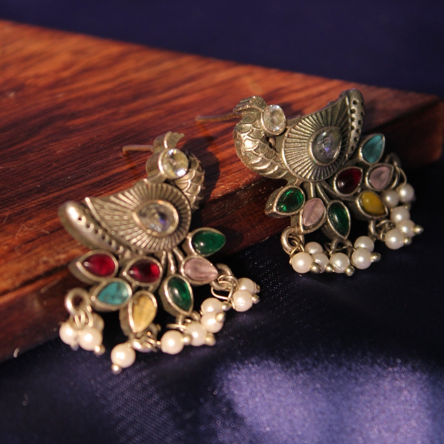 Silva Sutra Peacock Gem & Pearl Studs