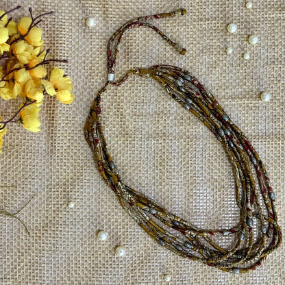 Layered Fabric Beaded Strings in mashru