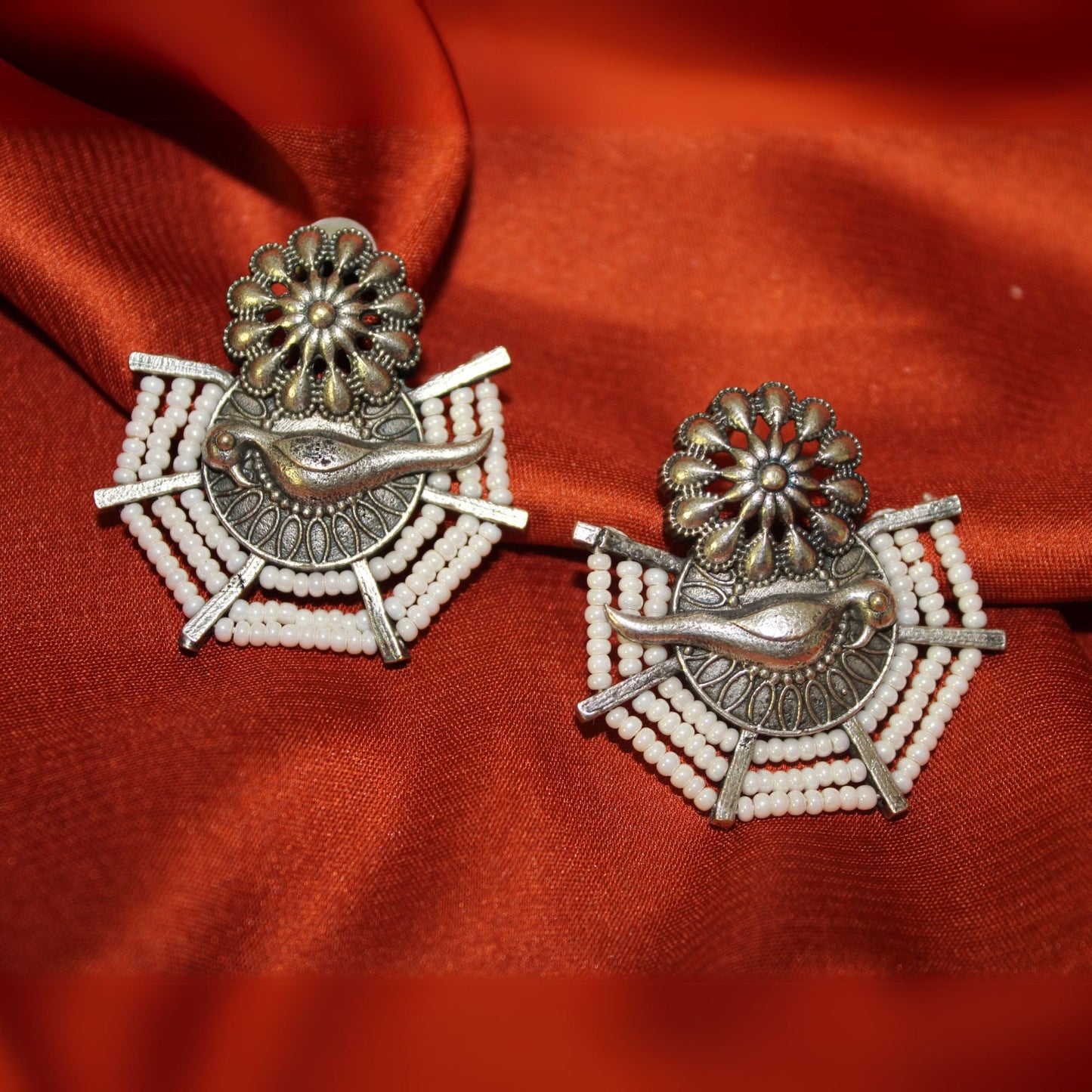 Silva Sutra beaded bird earrings