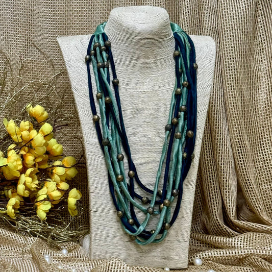Layered Fabric Beaded Strings in satin