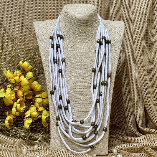 Layered Fabric Beaded Strings in mashru