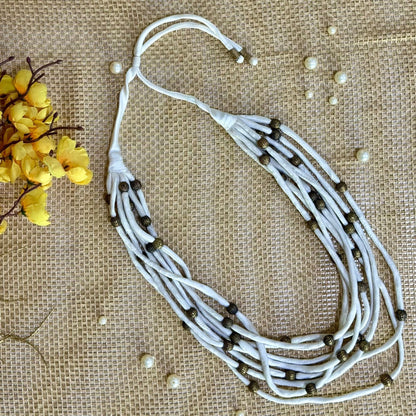 Layered Fabric Beaded Strings in mashru