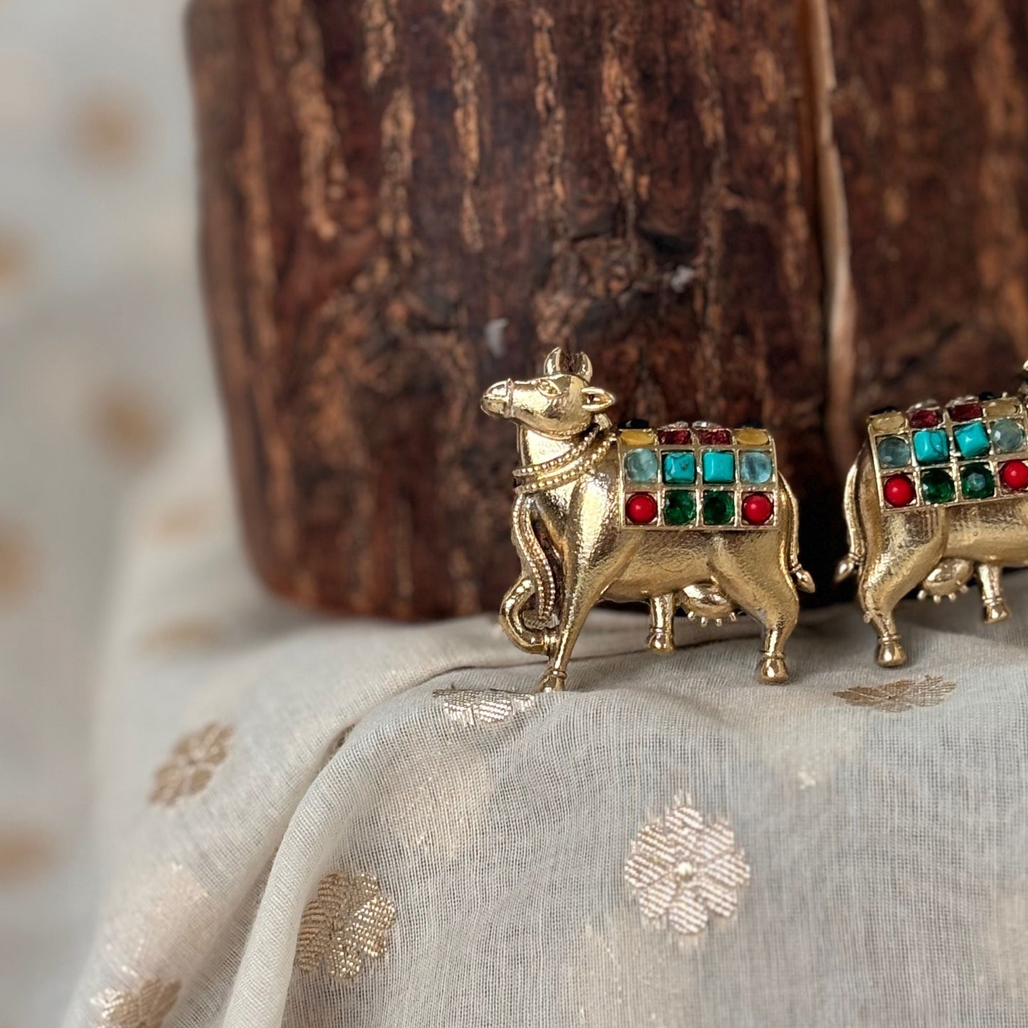 Silva Sutra Nandi Gemstone Studs