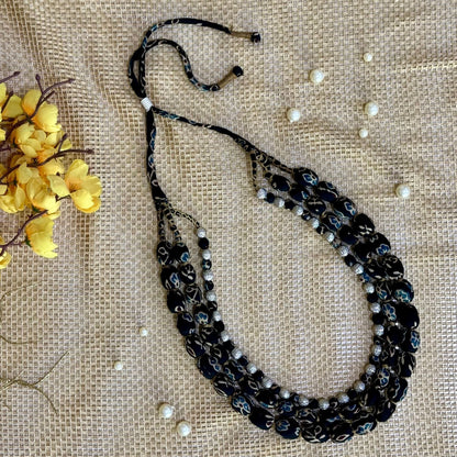 3 Layer Fabric Beaded Necklace in modal