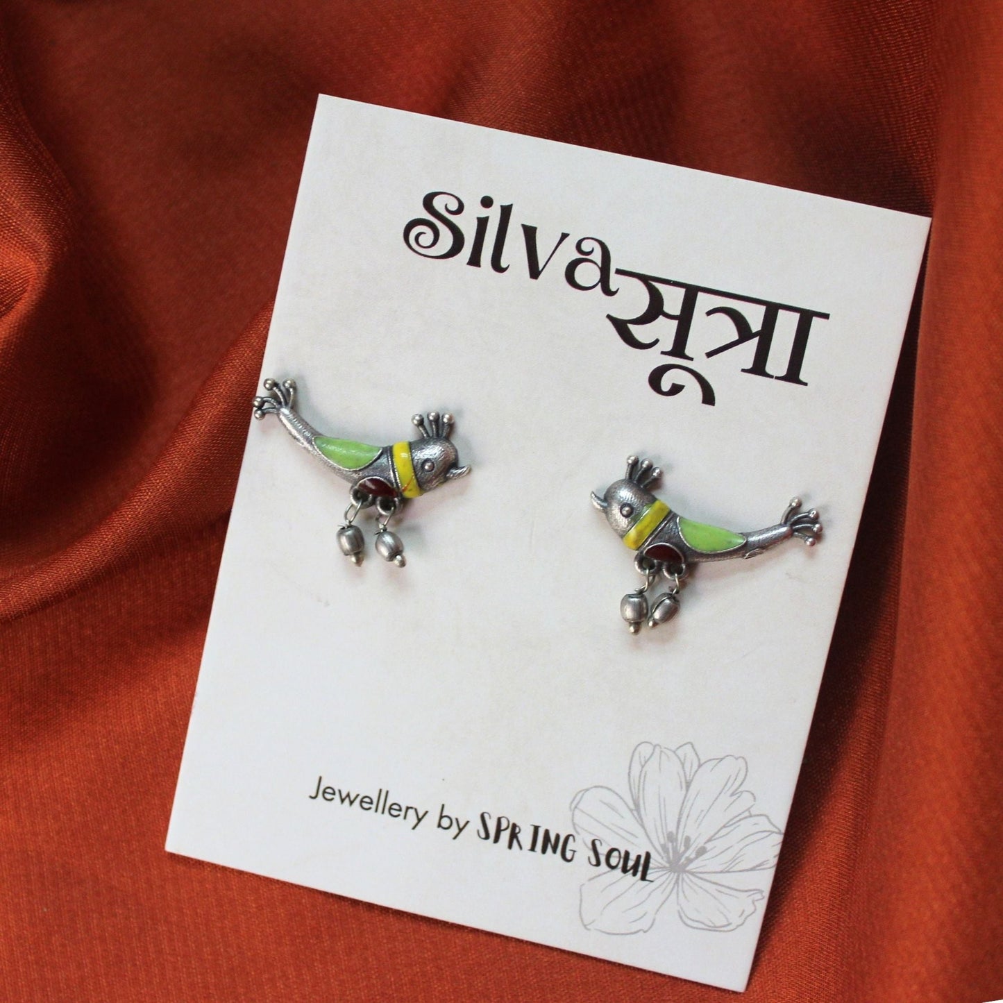 Silva Sutra vibrant bird studs