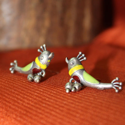 Silva Sutra vibrant bird studs
