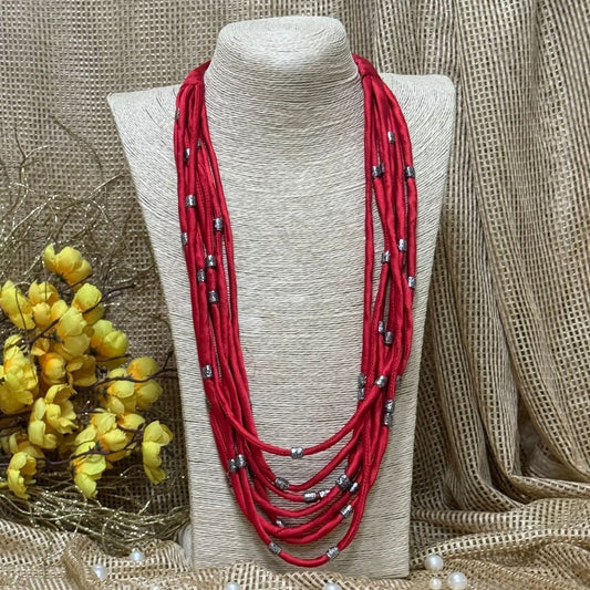 Layered Fabric Beaded Strings in mashru