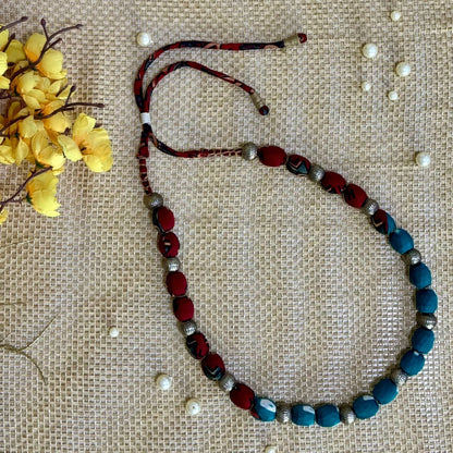Single Layer Fabric Beaded Necklace in  modal