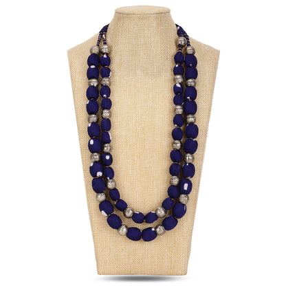2 layer fabric beaded necklace in bandhni