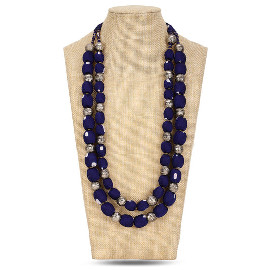 2 layer fabric beaded necklace in bandhni