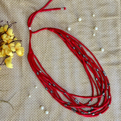 Layered Fabric Beaded Strings in mashru