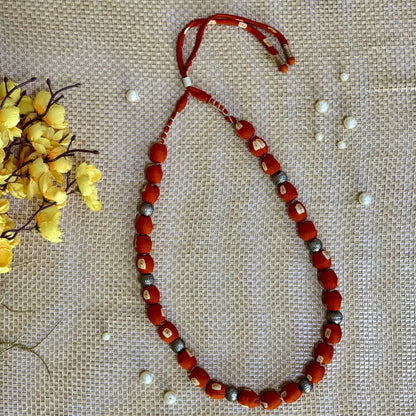 Single Layer Fabric Beaded Necklace in  modal