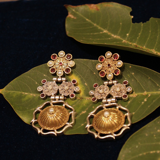 Ruby Pearl Heritage Drop Earrings