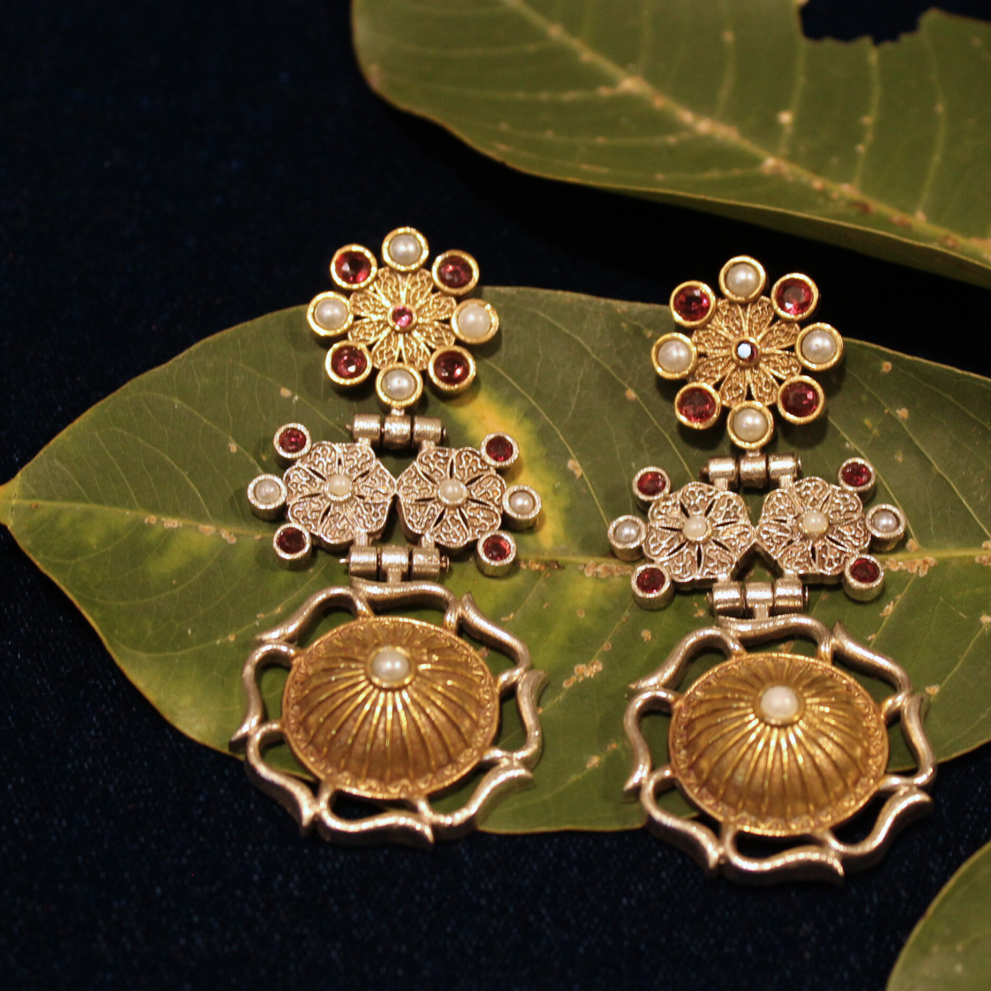 Ruby Pearl Heritage Drop Earrings