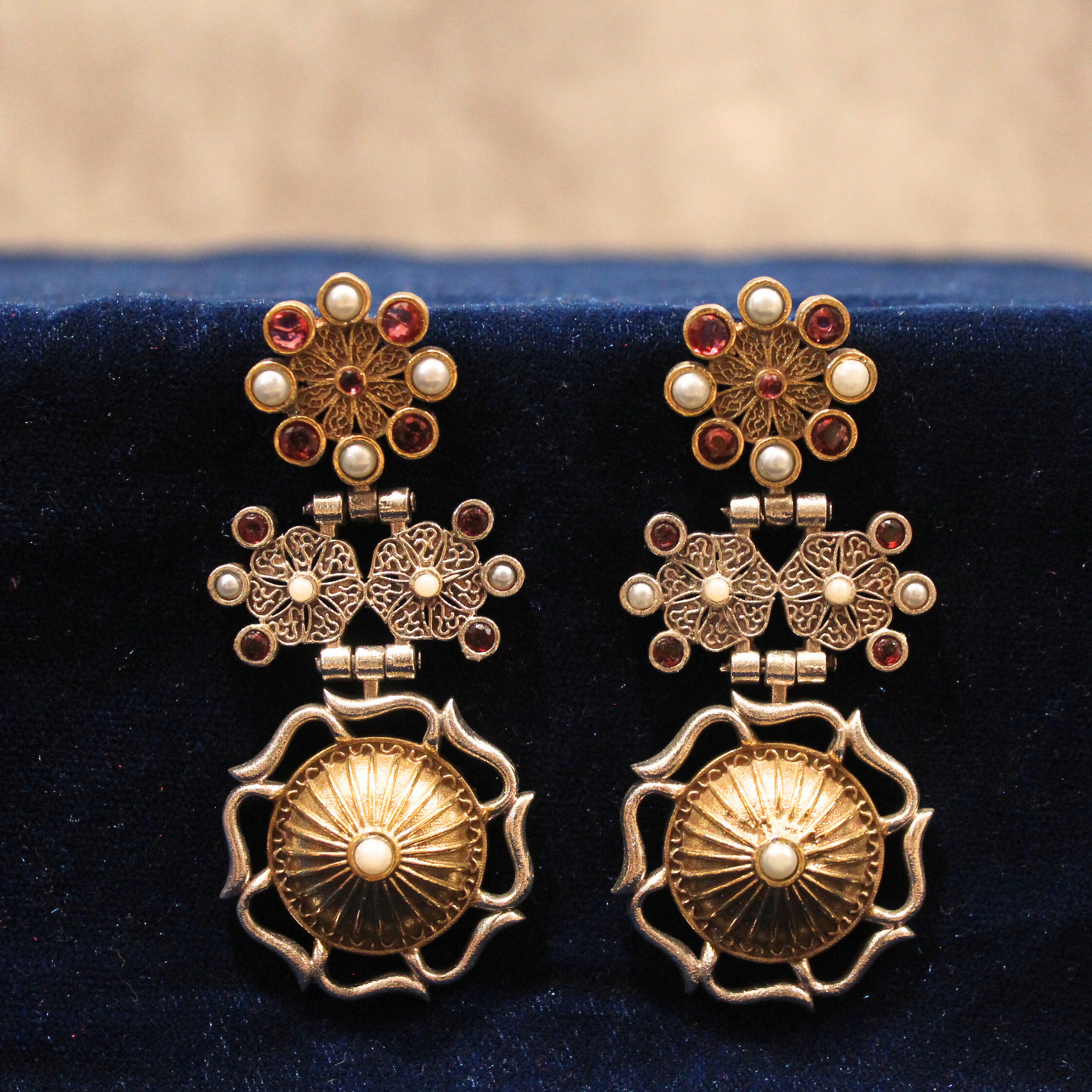 Ruby Pearl Heritage Drop Earrings