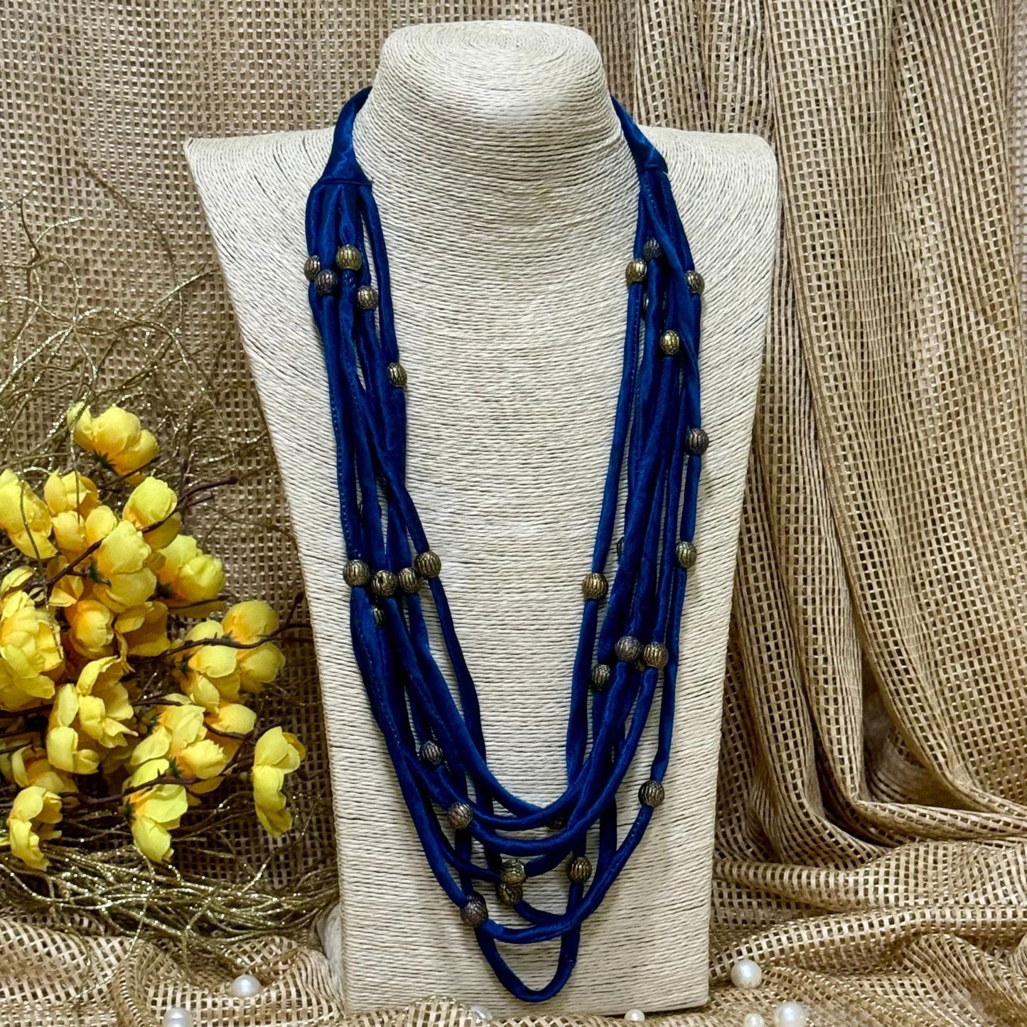 Layered Fabric Beaded Strings in mashru