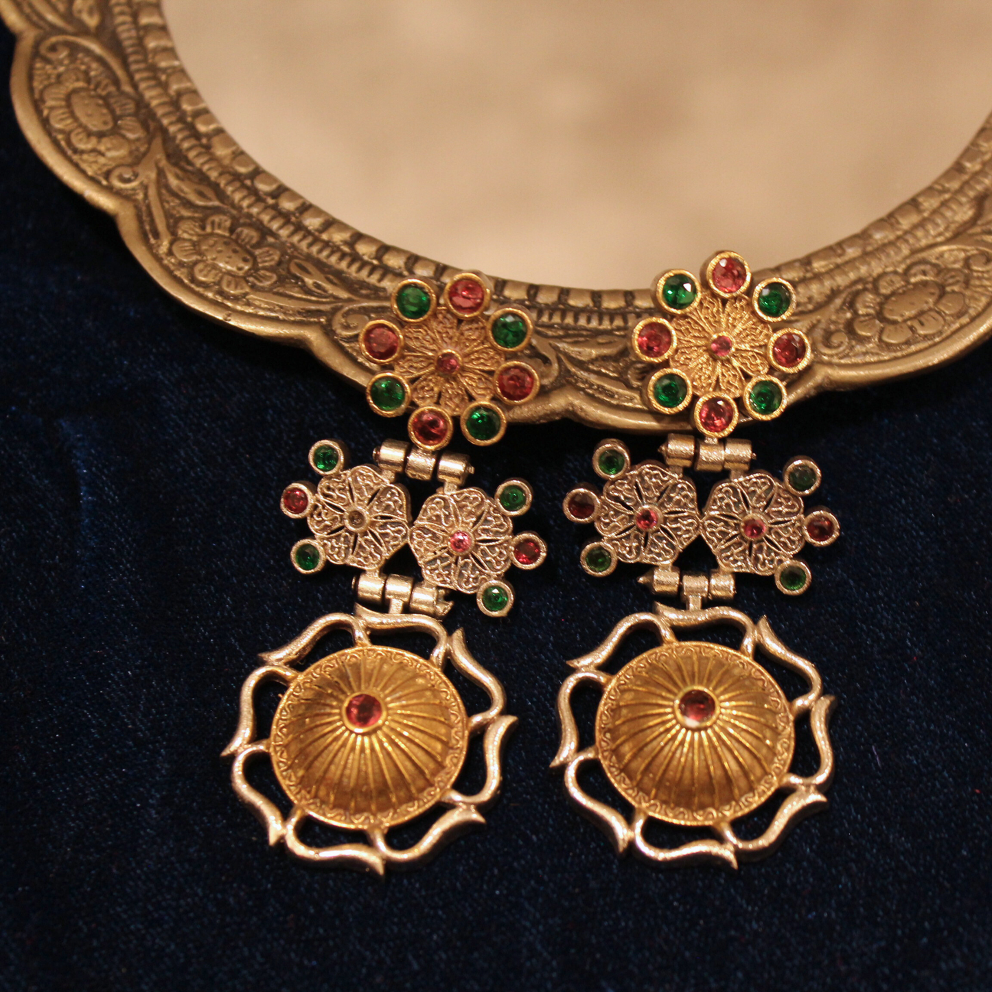 Ruby Emerald Heritage Drop Earrings