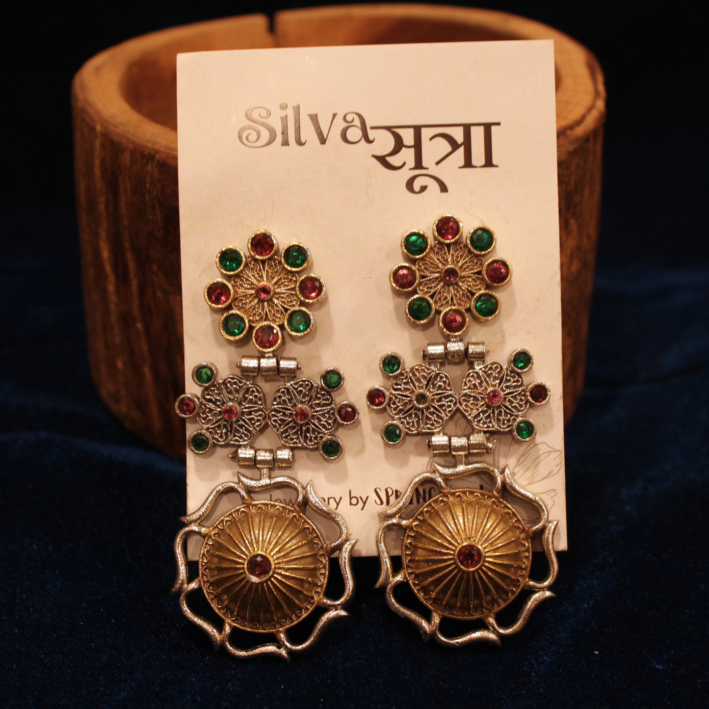 Ruby Emerald Heritage Drop Earrings