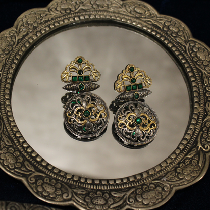 Emerald Filigree Two-Tone Studs