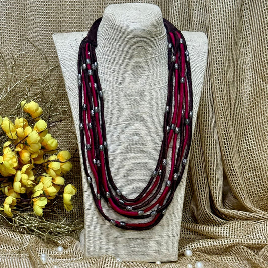 Layered Fabric Beaded Strings in mashru