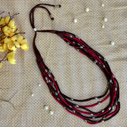 Layered Fabric Beaded Strings in mashru