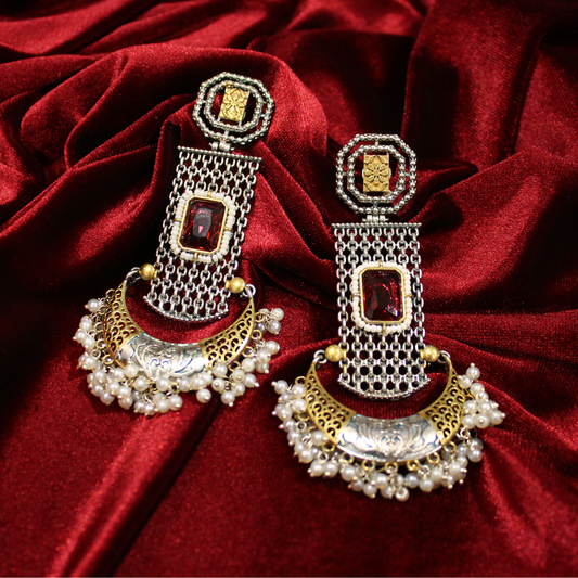 Silver Gold Mesh Chandbalis