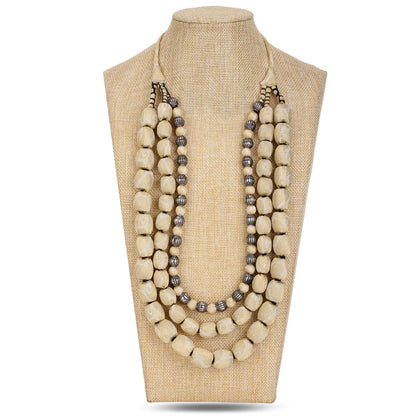 3 layer fabric beaded necklace in brocade