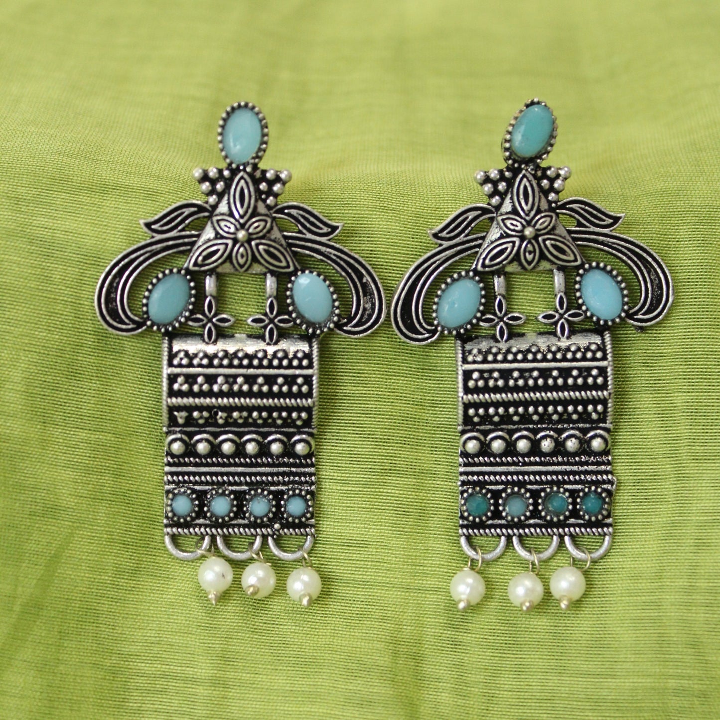 Silva Sutra Teal Stone Tribal Drops