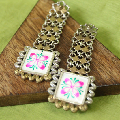 Silva Sutra Hand-Painted Floral Silver Drops