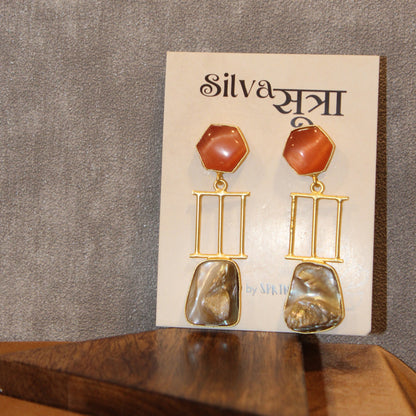 Silva Sutra Pearl & Hexagon Drops in orange