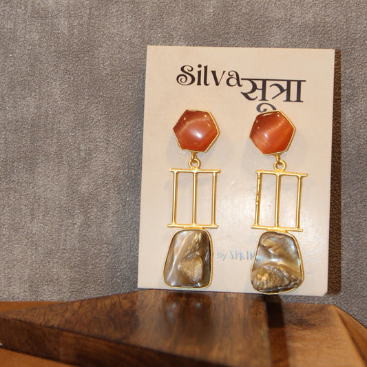 Silva Sutra Pearl & Hexagon Drops in orange