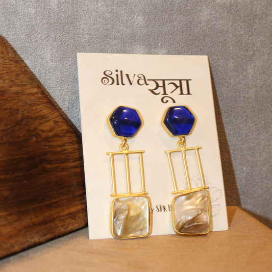 Silva Sutra Pearl & Hexagon Drops in blue